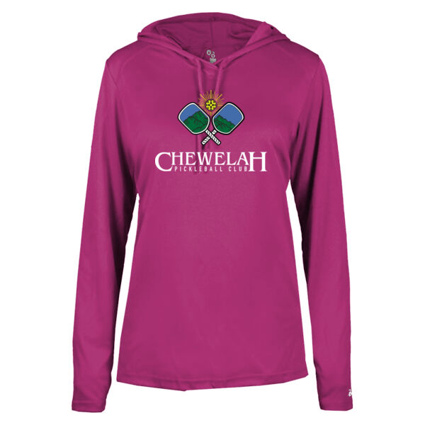 Chewelah Pickleball  - Women's B-Core Long Sleeve Hooded T-Shirt Thumbnail